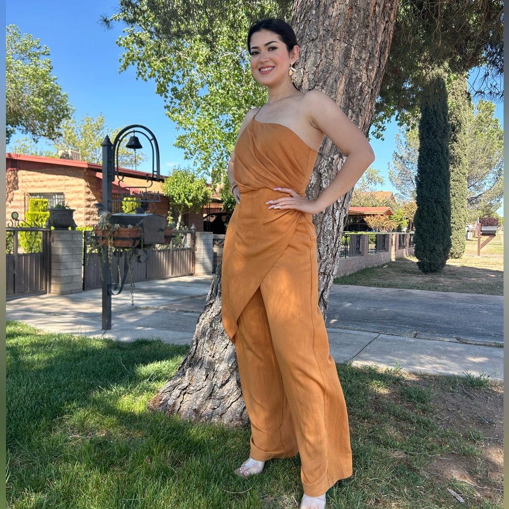 Caramel One Shoulder Jumpsuit NWT